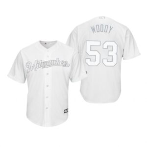 Milwaukee Brewers Brandon Woodruff Woody White 2019 Players Weekend Jersey
