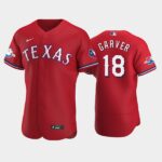 Men's Texas Rangers #18 Mitch Garver Alternate Scarle 50th Anniversary Flex Base Jersey