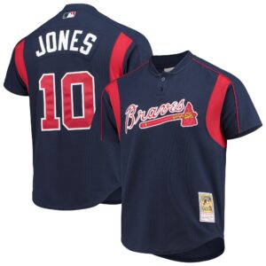 Atlanta Braves Chipper Jones #10 Mitchell & Ness Navy Authentic Batting Practice Jersey