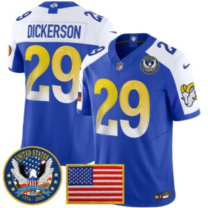 Eric Dickerson #29 Los Angeles Rams 2025 United States 250th Anniversary Patch Vapor Limited Jersey - All Stitched
