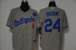 Men's  Los Angeles Dodgers #24 Kobe Bryant With front Number #8 Grey KB Patch Stitched Cool Base Jersey