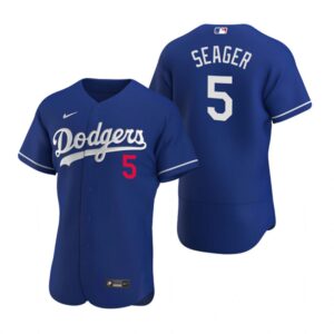 Men's Los Angeles Dodgers #5 Corey Seager  Royal Flex Base Jersey