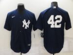 Men's  New York Yankees #42 Mariano Rivera Blue Cool Base Stitched Jersey