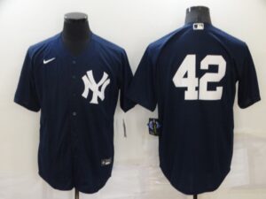 Men's  New York Yankees #42 Mariano Rivera Blue Cool Base Stitched Jersey