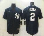 Men's New York Yankees #2 Derek Jeter Navy Blue Stitched  Cool Base Jersey