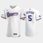 Men's Texas Rangers #5 Corey Seager White Home 50th Anniversary Flex Base Jersey