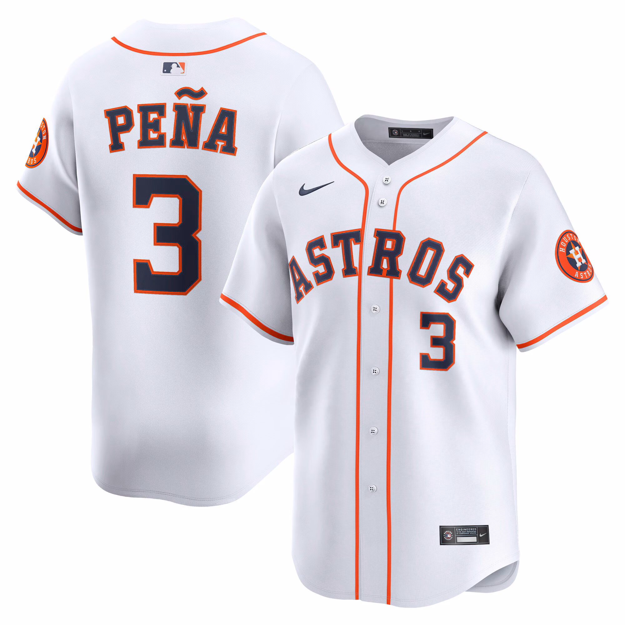 Houston Astros Jeremy Peña #3 White Home Limited Player Jersey