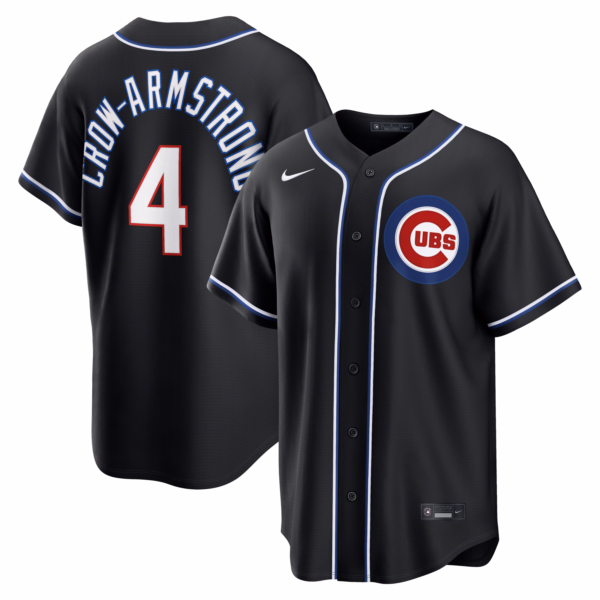 Chicago Cubs Pete Crow-Armstrong #4 Fashion Replica Black Out Jersey