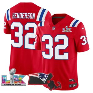 TreVeyon Henderson #32 New England Patriots Super Bowl LX Patch Vapor Limited Game Jersey - All Stitched