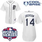 Detroit Tigers #14 Austin Jackson White Cool Base w/2012 World Series Patch Stitched Jersey