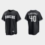 Men's Arizona Diamondbacks #40 Madison Bumgarner 2021 All Black Fashion Black White Jersey