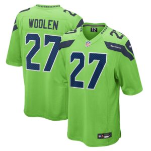 Tariq Woolen Seattle Seahawks  Game Jersey - Neon Green