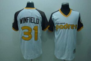 Mitchell And Ness San Diego Padres #31 Dave Winfield Stitched White Throwback Jersey