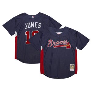 Atlanta Braves Chipper Jones #10 Mitchell & Ness Navy Authentic Batting Practice Jersey