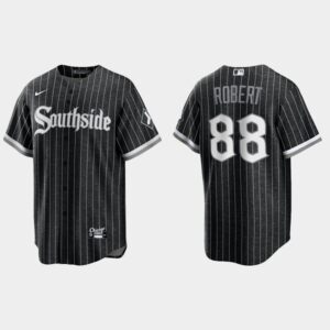 Men's Chicago White Sox #88 Luis Robert Black 2021 City Connect Cool Base Jersey