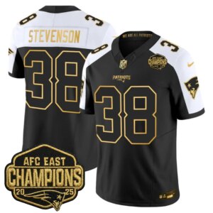Rhamondre Stevenson #38 New England Patriots 2026 AFC East Champions Gold Vapor Limited Jersey - All Stitched