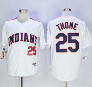Cleveland Indians #25 Jim Thome White 1978 Turn Back The Clock Stitched Jersey