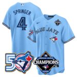 George Springer #4 Toronto Blue Jays 50th American League Champions Jersey Stitched Light Blue