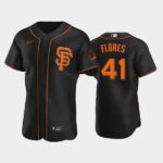 Men's San Francisco Giants #41 Wilmer Flores Black Flex Base Alternate Jersey