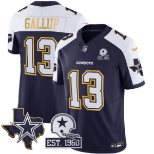Michael Gallup #13 Cowboys Texas Patch Gold Trim Vapor Jersey - All Stitched