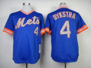 Mitchell And Ness 1983 New York Mets #4 Lenny Dykstra Blue Throwback Stitched Jersey