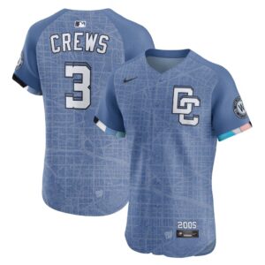 Men's #3 Dylan Crews Washington Nationals  2025 City Connect Elite Blue Jersey