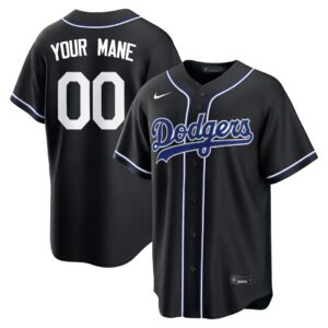 Custom #00 Los Angeles Dodgers Fashion Replica Black Out Jersey
