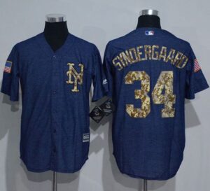 New York Mets #34 Noah Syndergaard Denim Blue Salute to Service Stitched Jersey