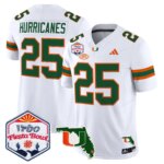 #25 Hurricanes #25 Miami Hurricanes MIA 2026 The Fiesta Bowl & Florida Patch Vapor Limited Jersey - All Stitched