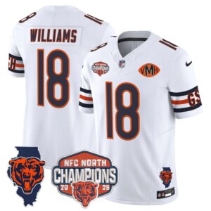 Caleb Williams #18 Chicago Bears CHI 2025 NFC North Champions Patch Jersey V2 - All Stitched