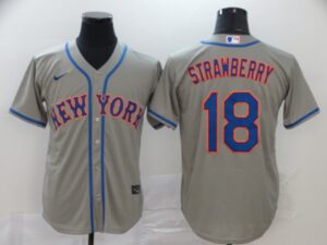 Men's New York Mets #18 Darryl Strawberry Gray Stitched Cool Base  Jersey