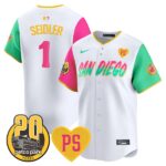 Men's San Diego Padres #1 Peter Seidler Jr For Peter & Petco Park 20th Patch Vapor Premier Limited All Stitched Cool Base Jersey