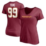 Women's Chase Young Burgundy Washington Football Team Player Icon Name & Number V-Neck T-Shirt