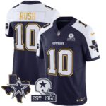Cooper Rush #10 Cowboys Texas Patch Gold Trim Vapor Jersey - All Stitched