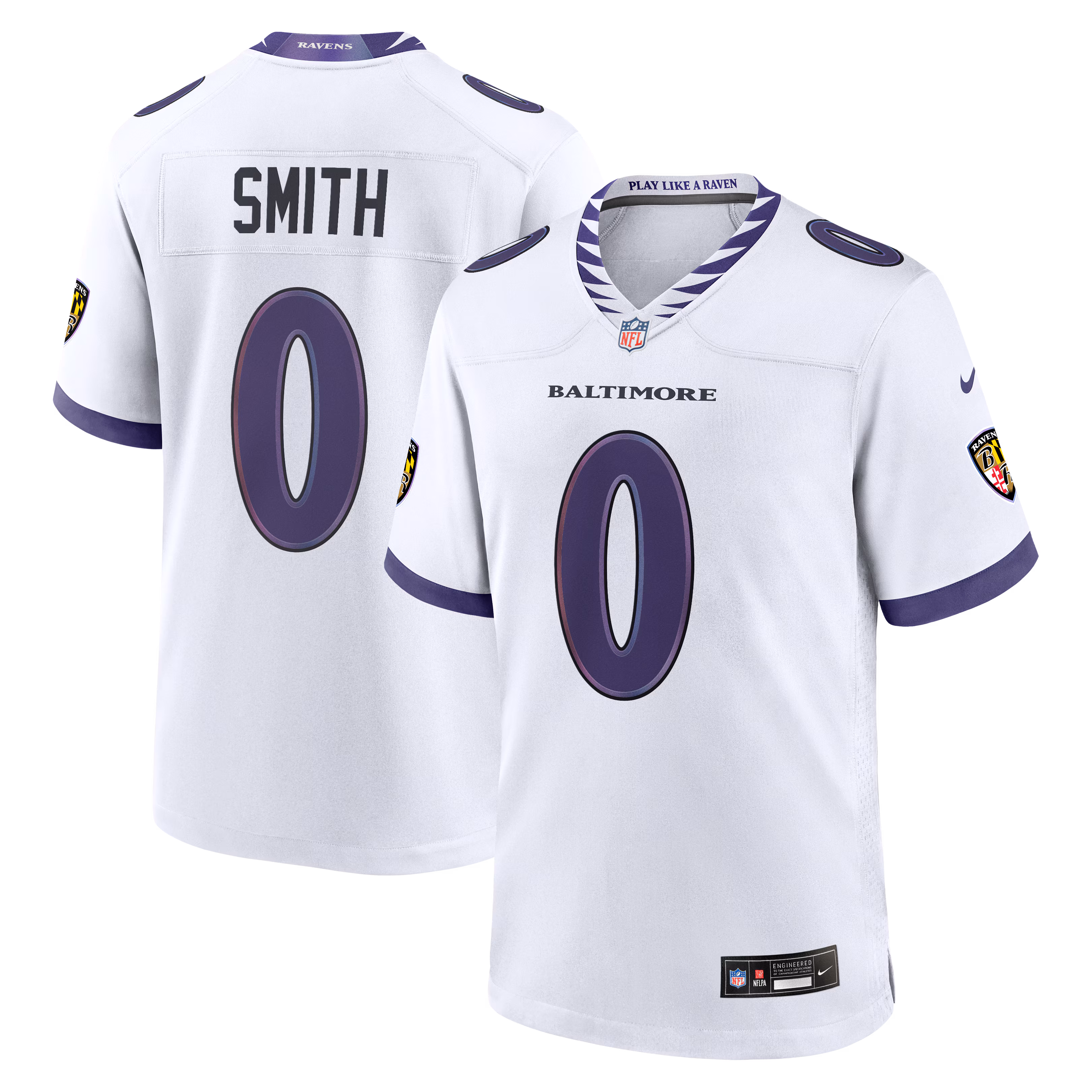 Men's Baltimore Ravens Roquan Smith #0 White Game Jersey