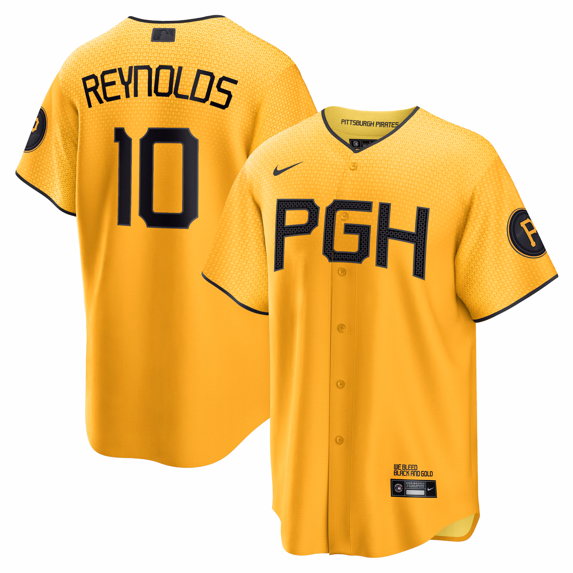 Pittsburgh Pirates Bryan Reynolds #10 Gold City Connect Replica Player Jersey