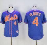 New York Mets #4 Wilmer Flores Blue Cool Base Stitched Jersey