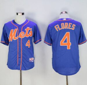 New York Mets #4 Wilmer Flores Blue Cool Base Stitched Jersey