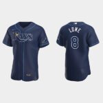 Men's Tampa Bay Rays #8 Brandon Lowe Navy 2020 Alternate Flex Base Jersey