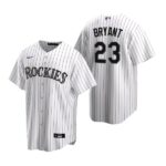 Men's  Colorado Rockies #23 Kris Bryant  White Replica Home Cool Base Jersey