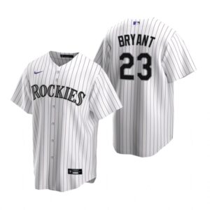 Men's  Colorado Rockies #23 Kris Bryant  White Replica Home Cool Base Jersey