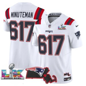 Minuteman #617 New England Patriots Super Bowl LX Patch Vapor Limited Game Jersey - All Stitched