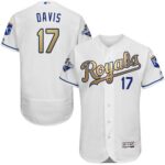 Kansas City Royals #17 Wade Davis White 2015 World Series Champions Gold Program FlexBase Stitched Jersey