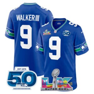 Walker III #9 Seattle Seahawks Super Bowl LX Patch Game Jersey - All Stitched