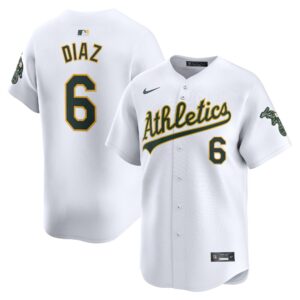 Men's Oakland Athletics  Diaz  White Home Limited Player Jersey