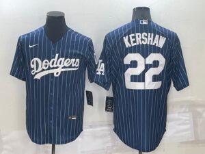 Men's  Los Angeles Dodgers #22 Clayton Kershaw Blue Throwback Cool Base Jersey