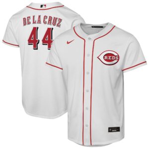 Youth Cincinnati Reds Elly De La Cruz #44 White Home Replica Player Jersey