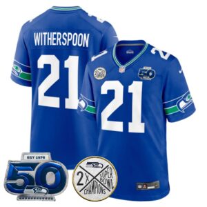 Devon Witherspoon #21 Seattle Seahawks Super Bowl 50th Patch Vapor Limited Game Jersey - All Stitched