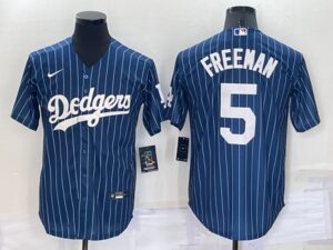 Men's  Los Angeles Dodgers #5 Freddie Freeman Blue Throwback Cool Base Jersey