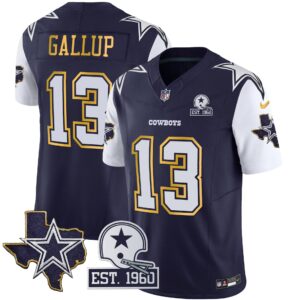 Michael Gallup #13 Cowboys Texas Patch Gold Trim Vapor Jersey - All Stitched